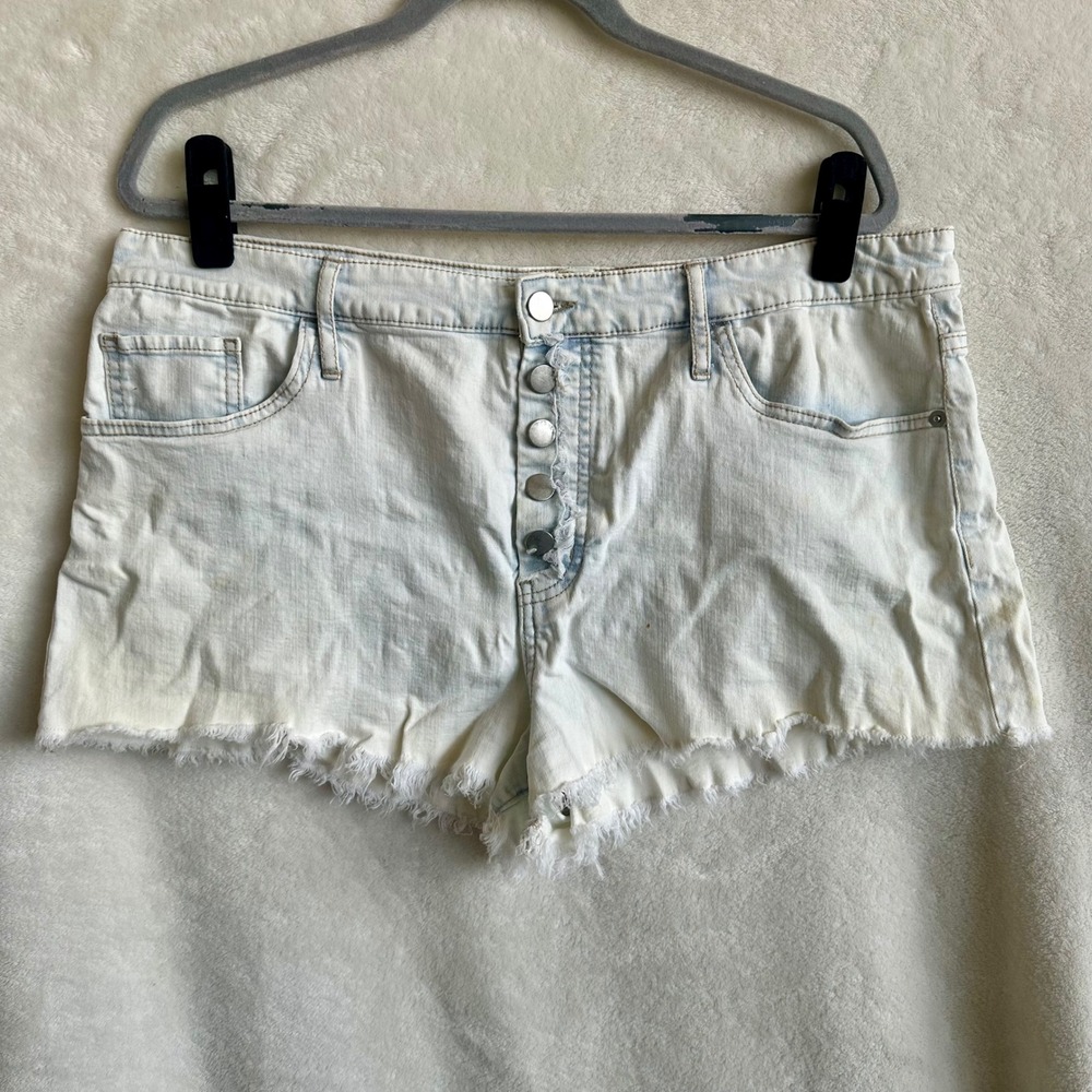 Wild Fable Bleach Wash Denim Shorts 18 Button Fly High Rise Distressed Cutoffs